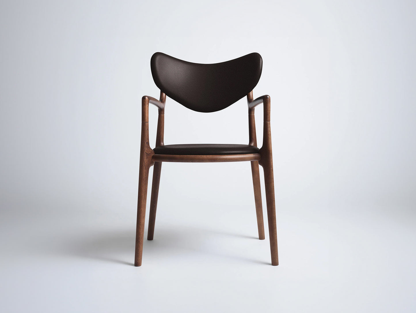 Salon Chair by Ro Collection - Walnut Stained Beech / Standard Sierra Dark Brown Leather