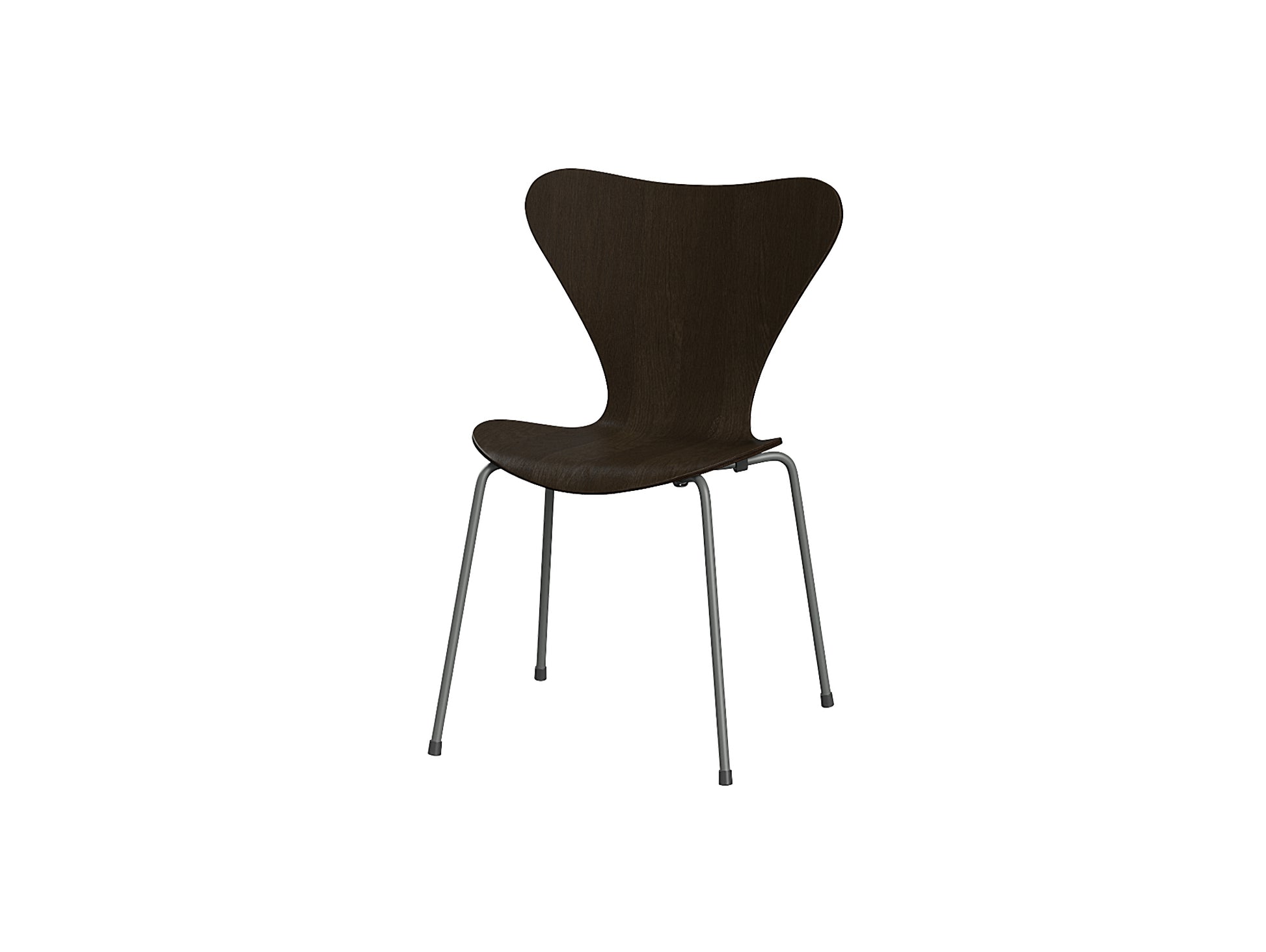Series 7 Dining Chair (Clear Lacquered Wood) by Fritz Hanse - Full Dark Stained Oak / Silver Grey Steel
