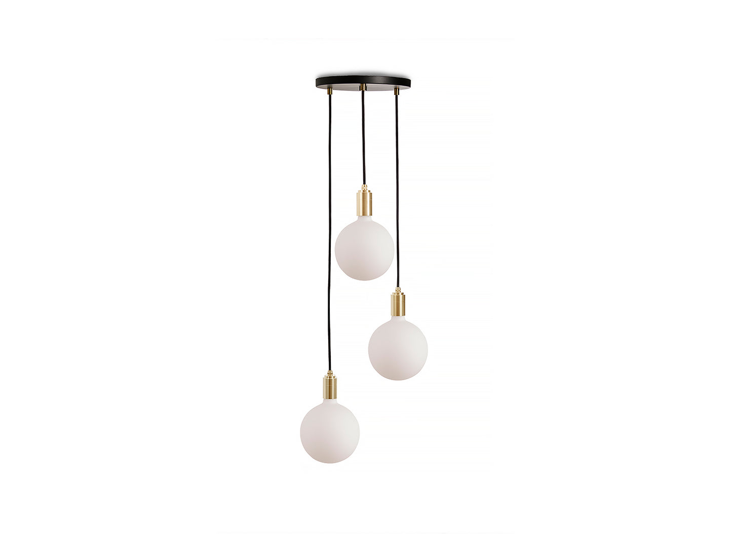 Triple Pendant with Sphere IV by Tala / Black Canopy / Brass Grip with Brass Pendants