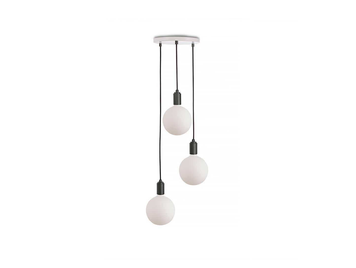 Triple Pendant with Sphere IV by Tala / White Canopy / Graphite Grip with Graphite Pendants