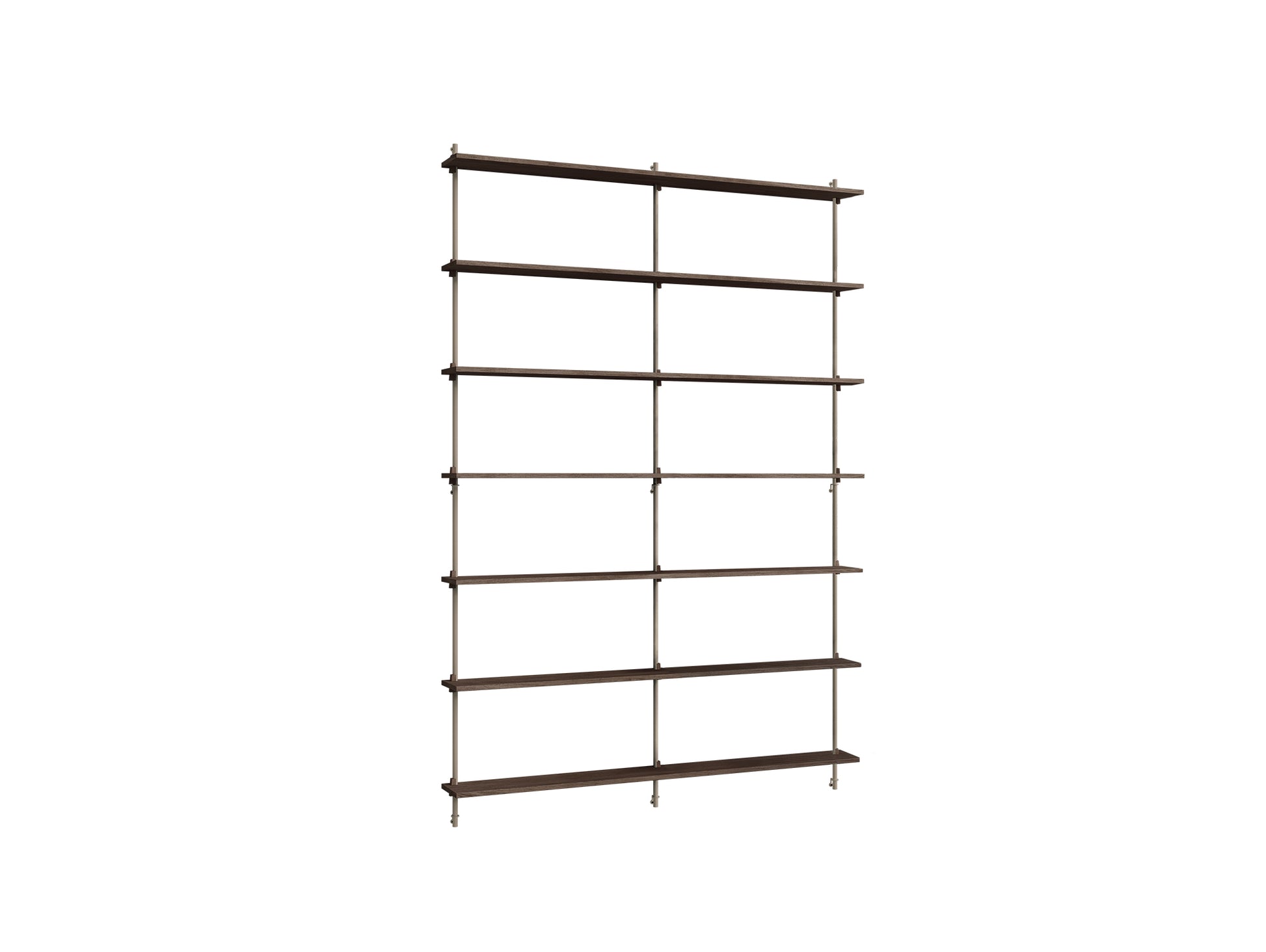Wall Shelving System Sets (230 cm) by Moebe - WS.230.2.B / Warm Grey Uprights / Smoked Oak