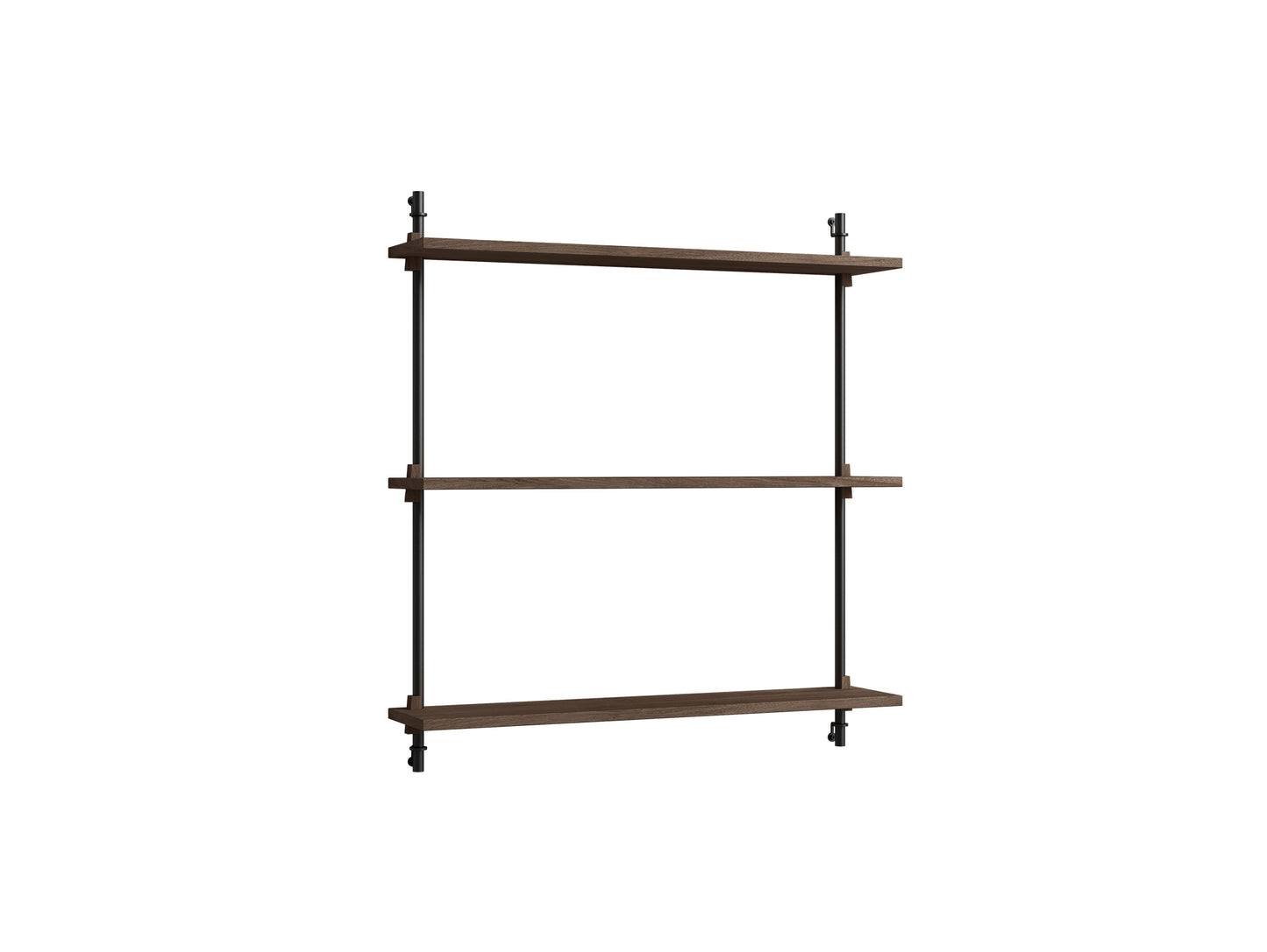 Wall Shelving System Sets (85 cm) by Moebe - WS.85.1 / Black Uprights / Smoked Oak