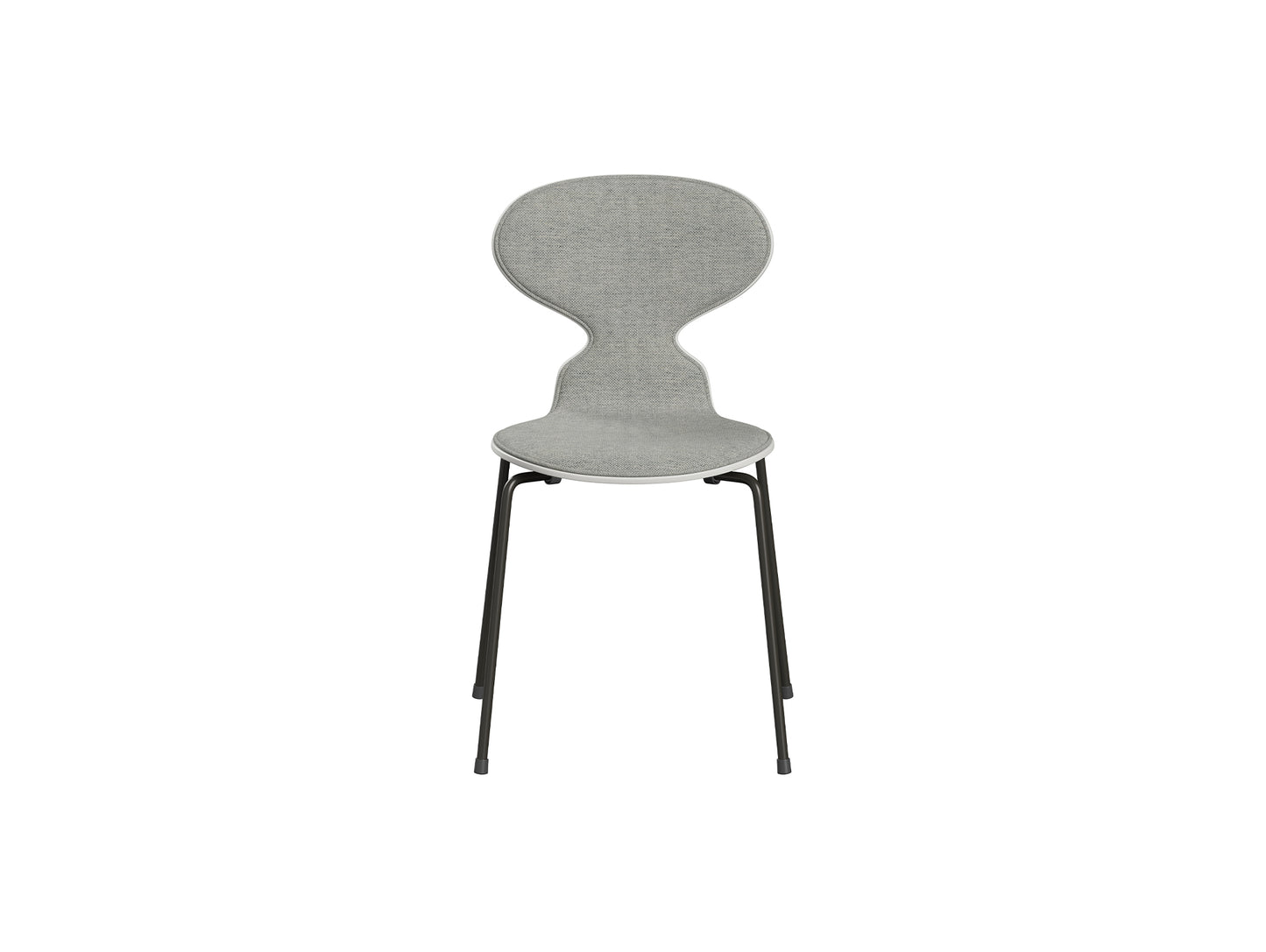 Ant Chair Front Upholstered - 4 Legs by Fritz Hansen - Brown Bronze Powder-Coated Steel / White Lacquered Shell / Hallingdal 65 110
