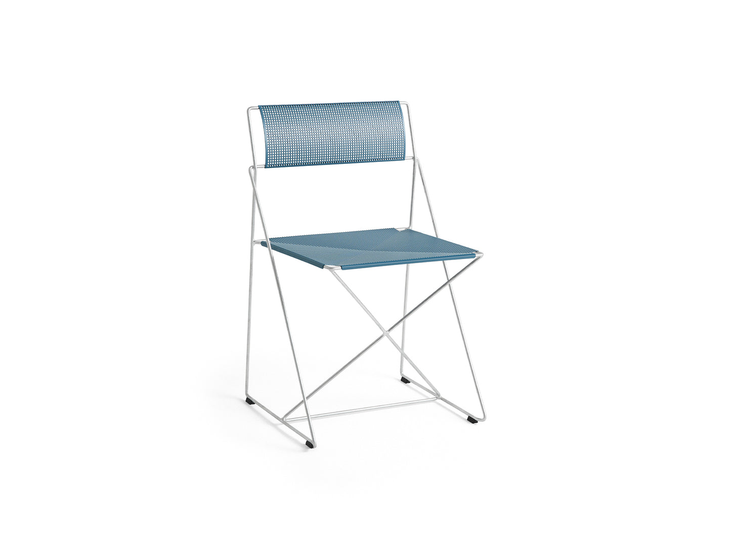 X-Line Chair Outdoor by HAY – Hot Galvanised Steel Frame / Powder Blue Seat and Back