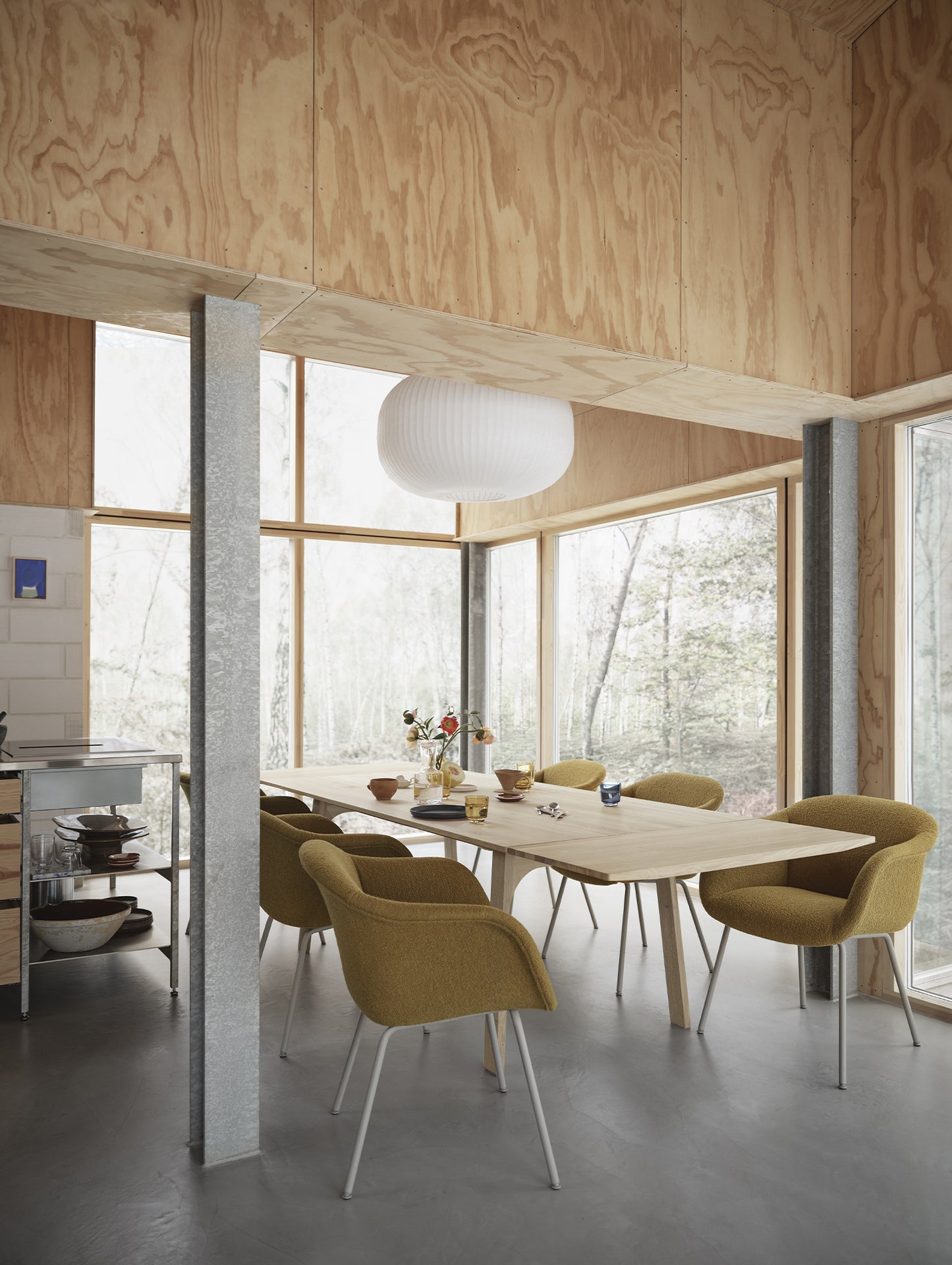 Fiber Soft Armchair with Tube Base by Muuto - Grey Base / Hearth 008