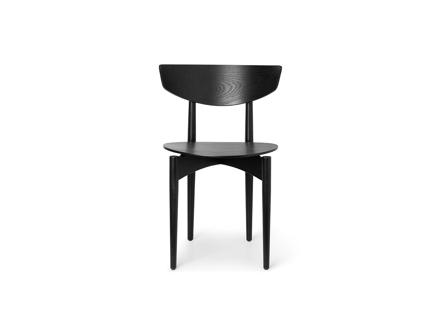 Herman Dining Chair with Wood Base by Ferm Living - Black Ash Veneer Seat / Solid Black Ash Frame