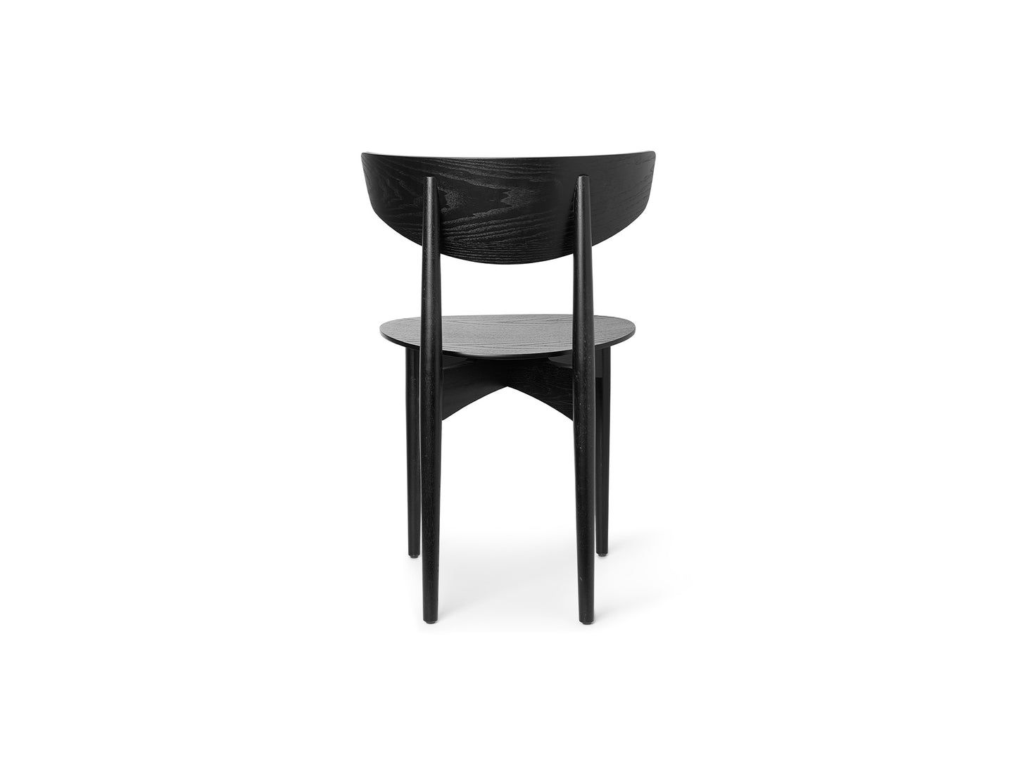 Herman Dining Chair with Wood Base by Ferm Living - Black Ash Veneer Seat / Solid Black Ash Frame