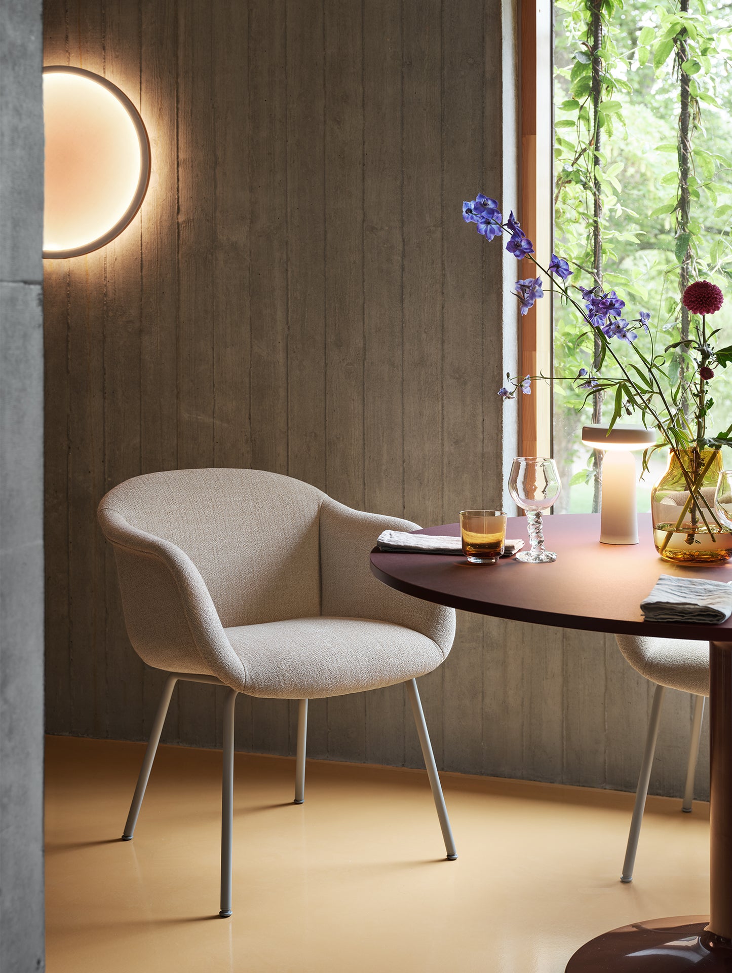 Fiber Soft Armchair with Tube Base by Muuto - Grey Base / Ecriture 240
