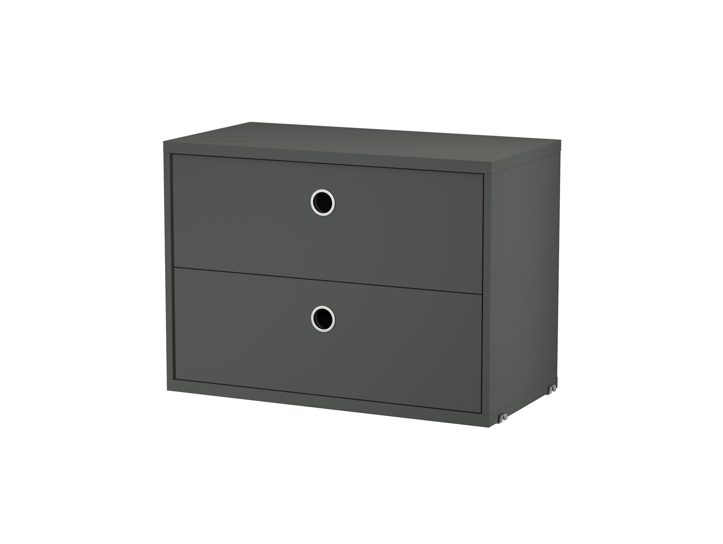 String System Chest with 2 Drawers by String - Narrow / Dark Grey