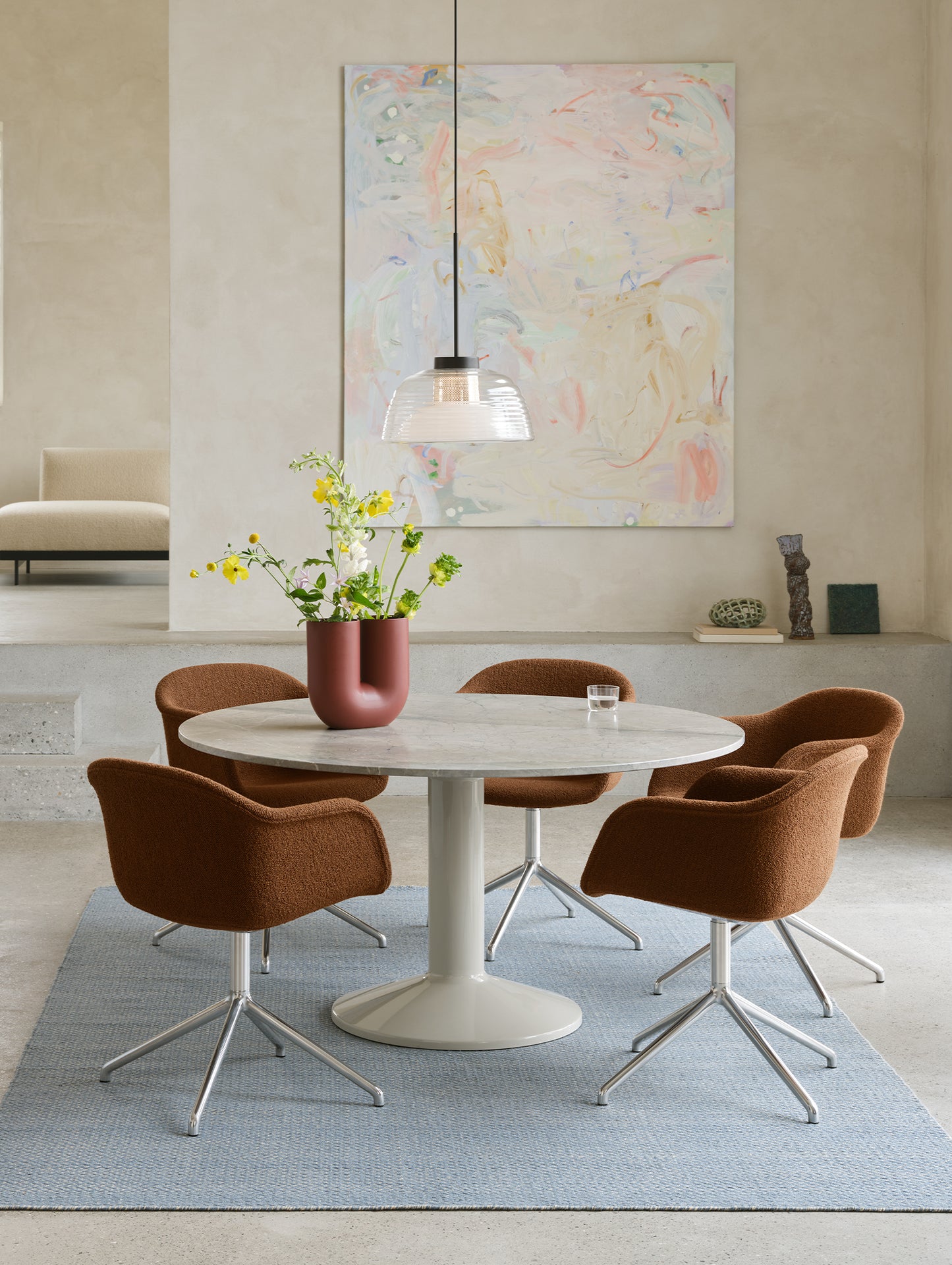 Midst Table Marble by Muuto - Grey Marble Tabletop / Grey Steel Base