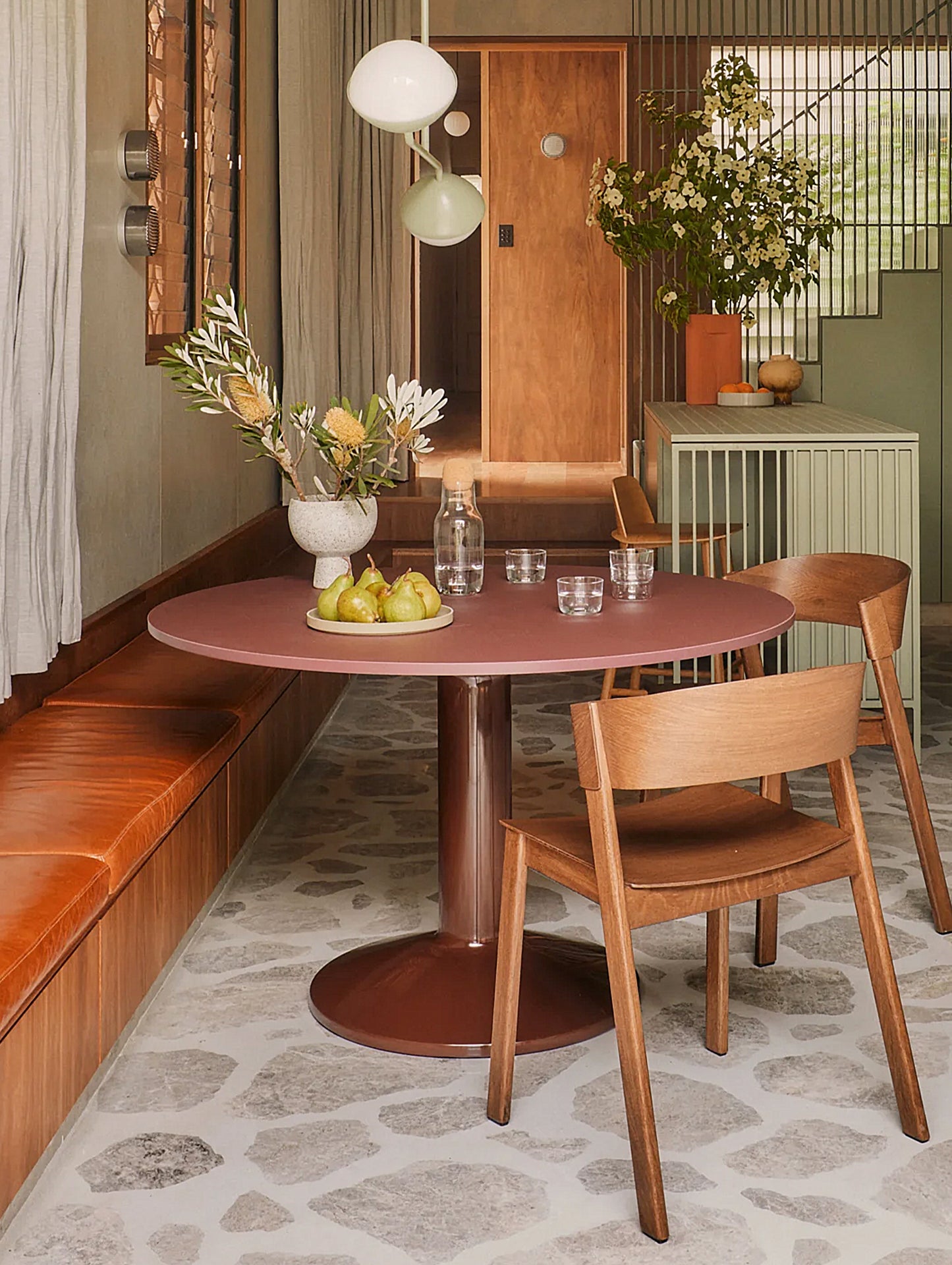 Midst Table by Muuto - Dark Red Linoleum Tabletop / Dark Red Steel Base