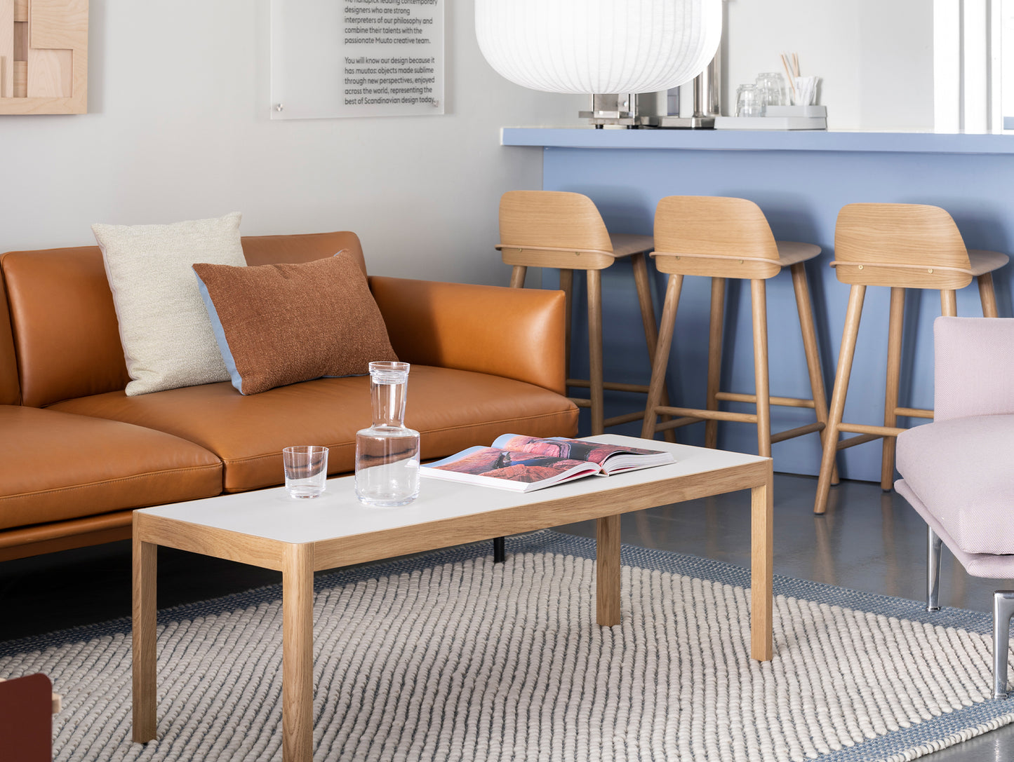 Outline Sofa by Muuto - Three Seater, Cognac Silk Leather