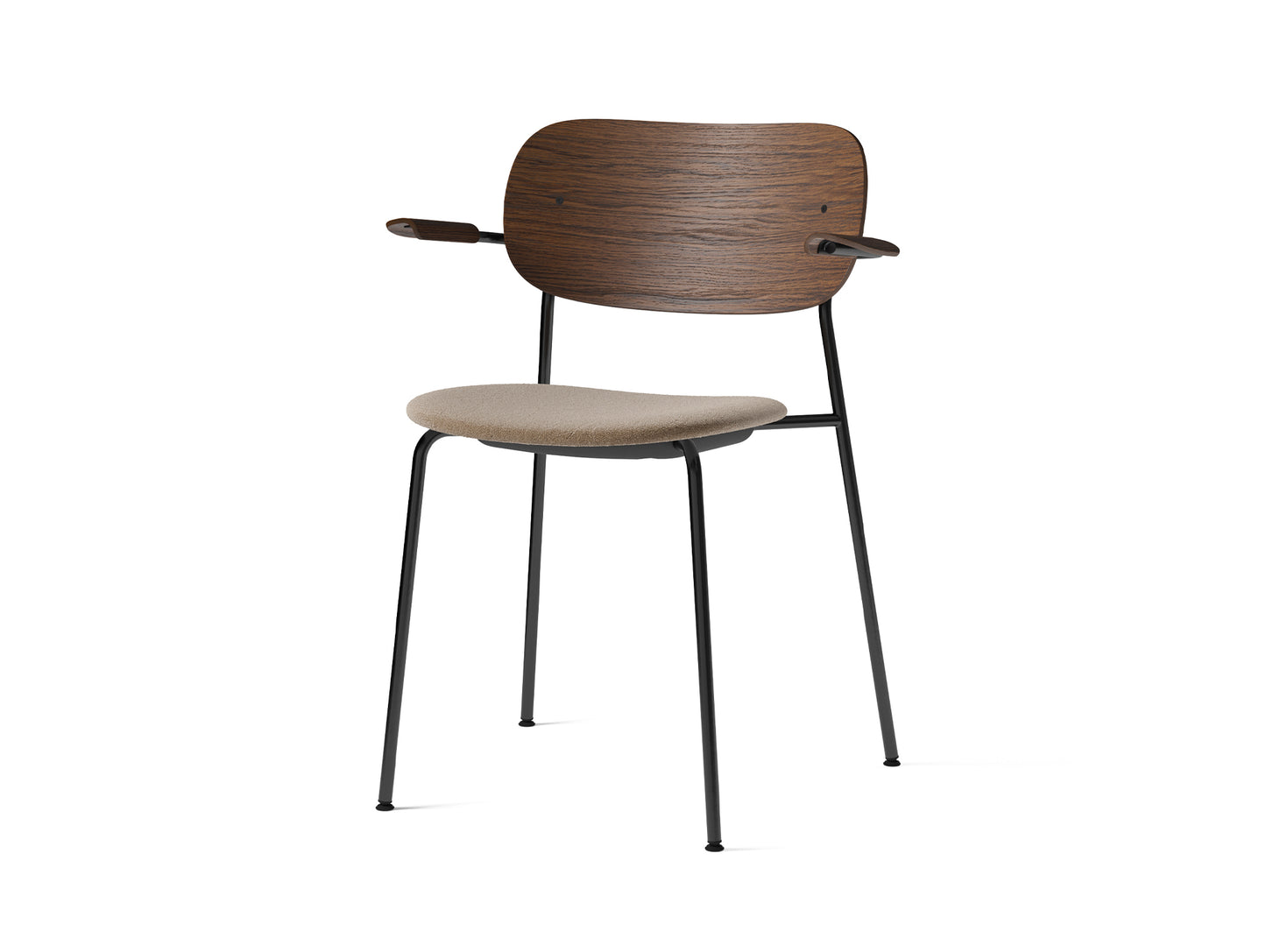 Co Dining Chair Upholstered by Menu - With Armrest / Black Powder Coated Steel / Dark Oak / Lupo 004