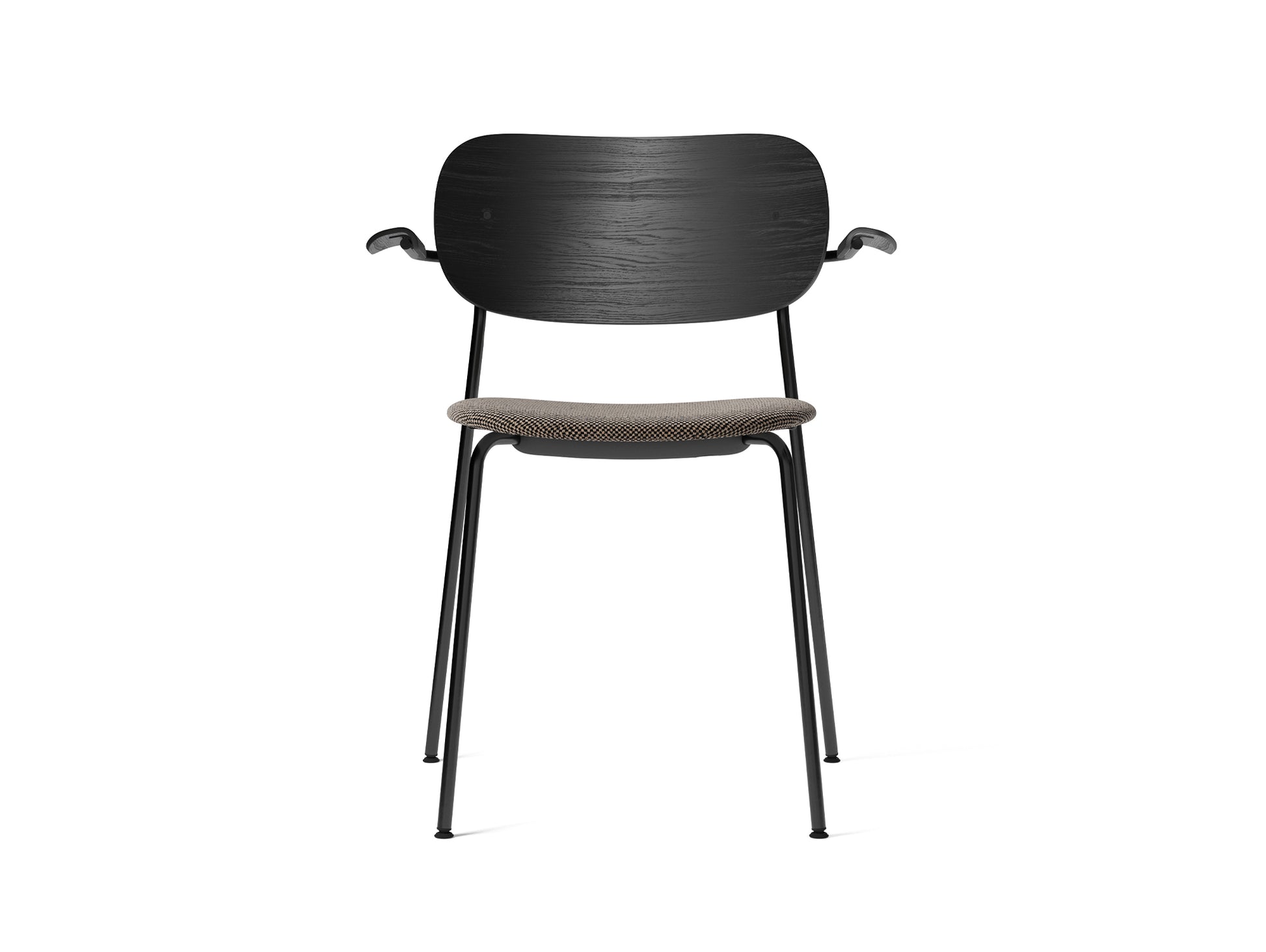 Co Dining Chair Upholstered by Menu - With Armrest / Black Powder Coated Steel / Black Oak / Doppiopanama_001