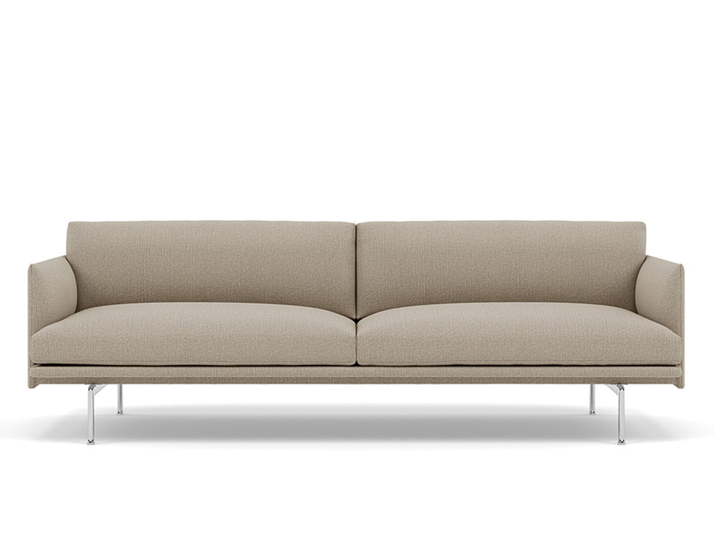 Muuto Outline 3 Seater Sofa - Polished Aluminium Base / clay 10