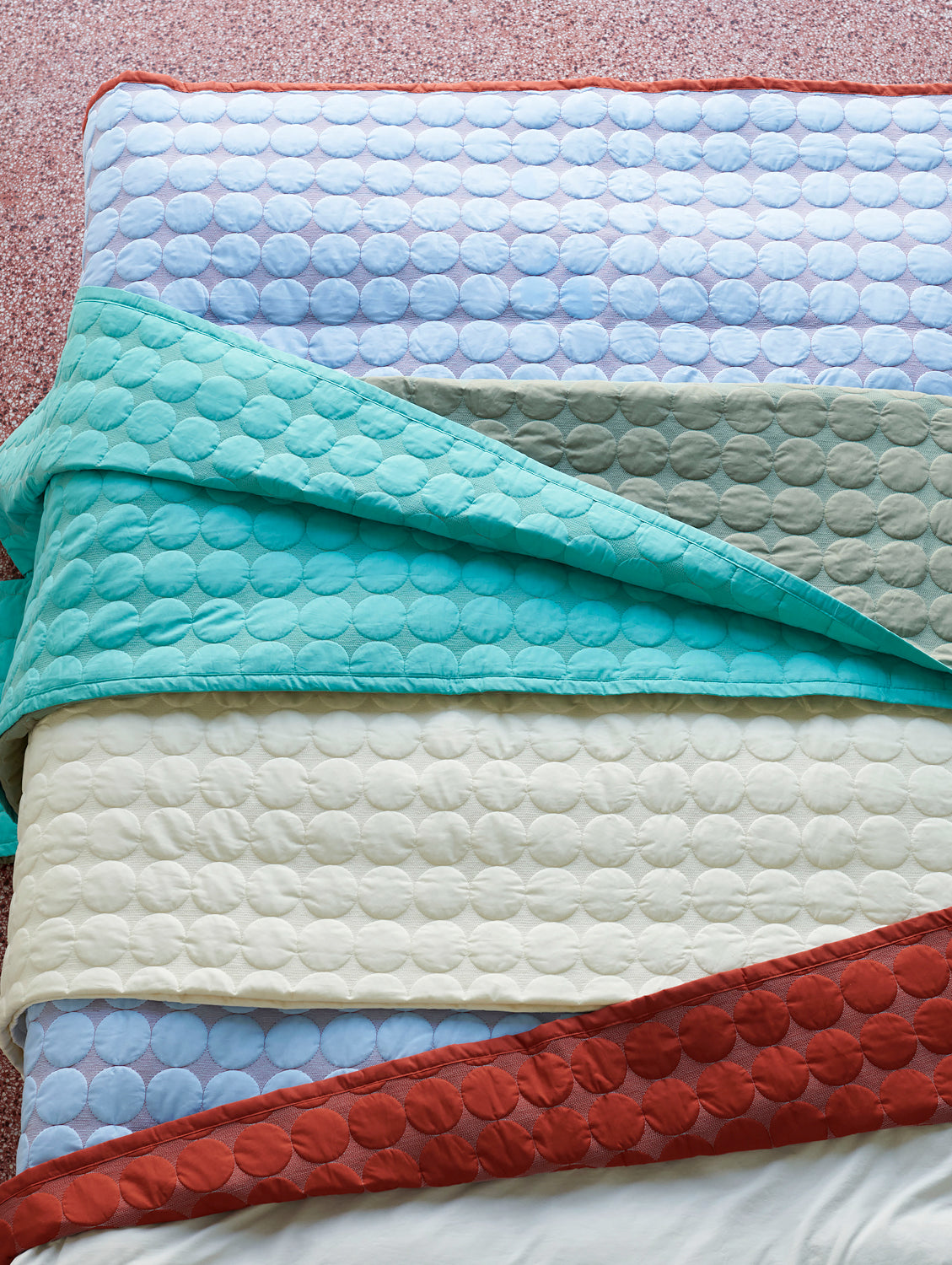 Light Blue Mega Dot Bed Cover by HAY