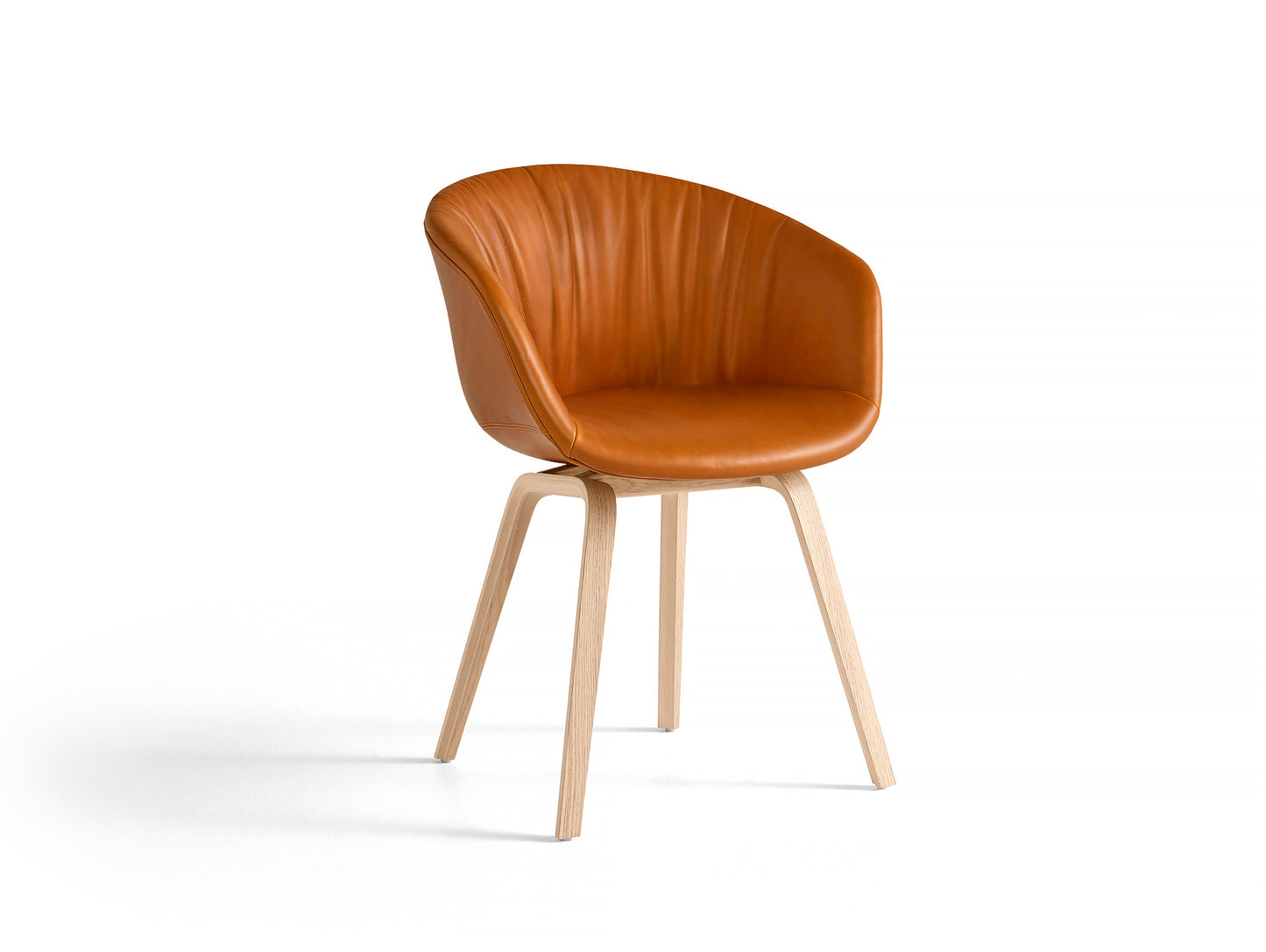 HAY AAC 23 Dining Chair - Cognac Silk Leather with Matt Lacquered Oak Base