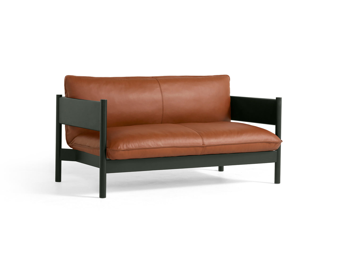 Arbour Club Sofa / Nevada Cognac / Bottle Green Lacquered Beech / by HAY