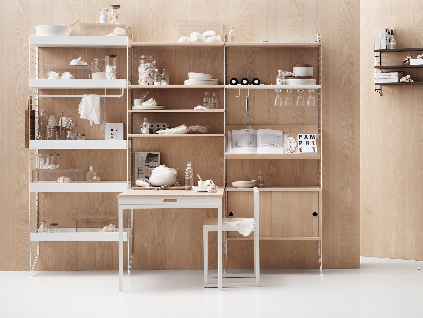 String Ash and White Metal Kitchen scene
