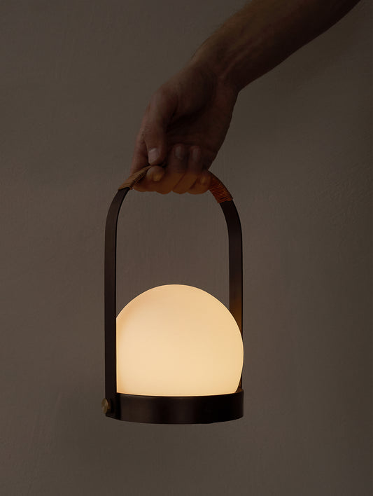 Carrie Lamp -  Bronzed Brass, Leather - Menu
