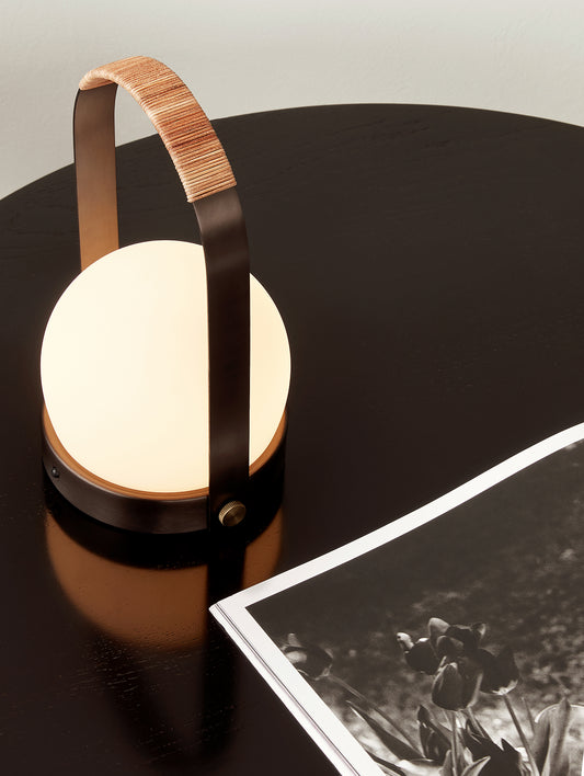 Carrie Lamp -  Bronzed Brass, Leather - Menu