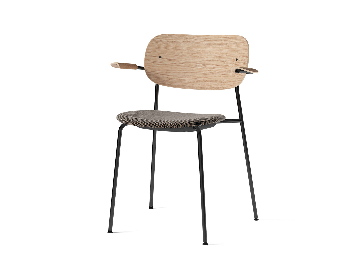 Co Dining Chair Upholstered by Menu - With Armrest / Black Powder Coated Steel / Natural Oak / Doppiopanama_001