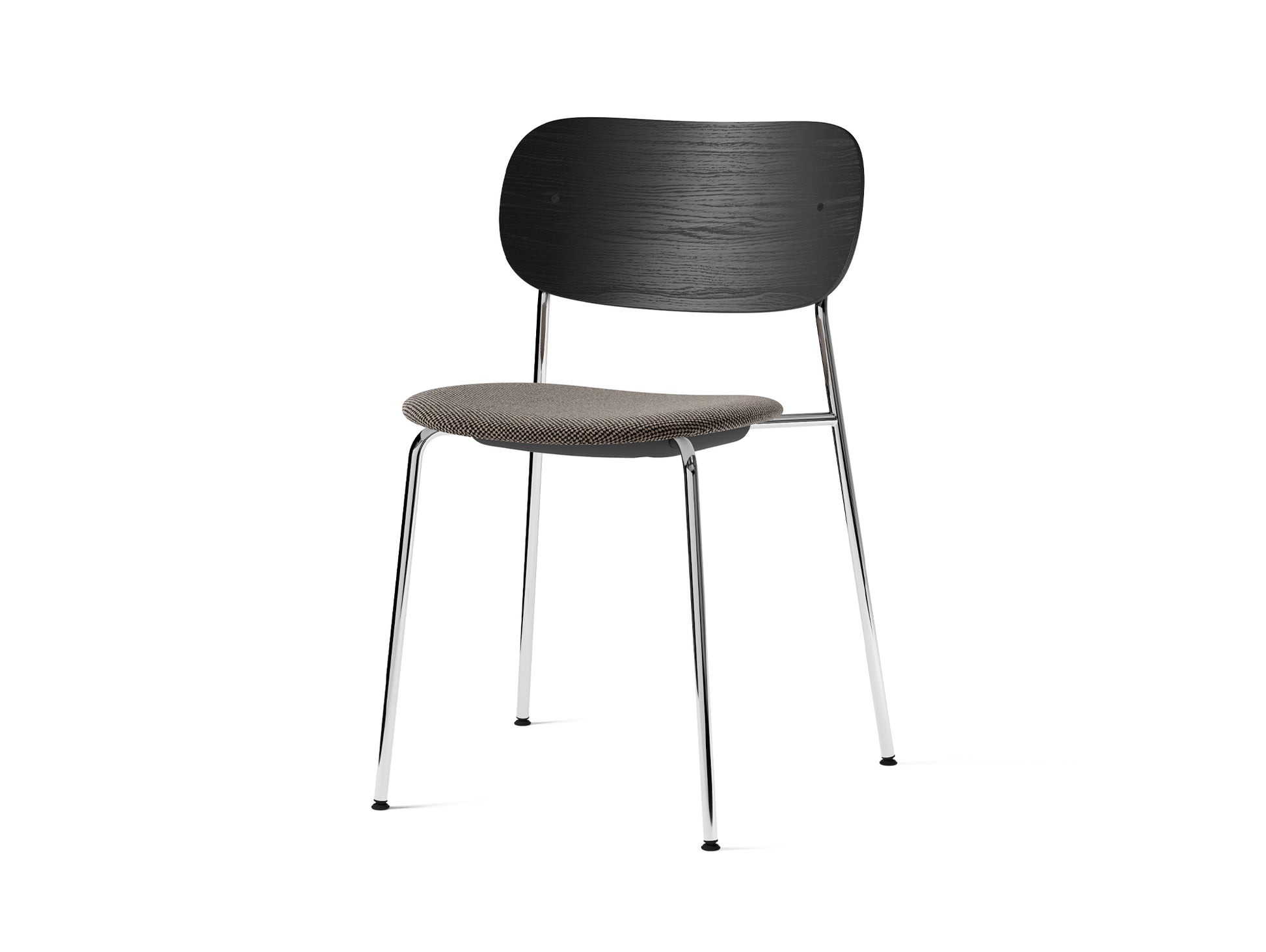 Co Dining Chair Upholstered by Menu - Without Armrest / Chromed Steel / Black Oak /Doppiopanama_001