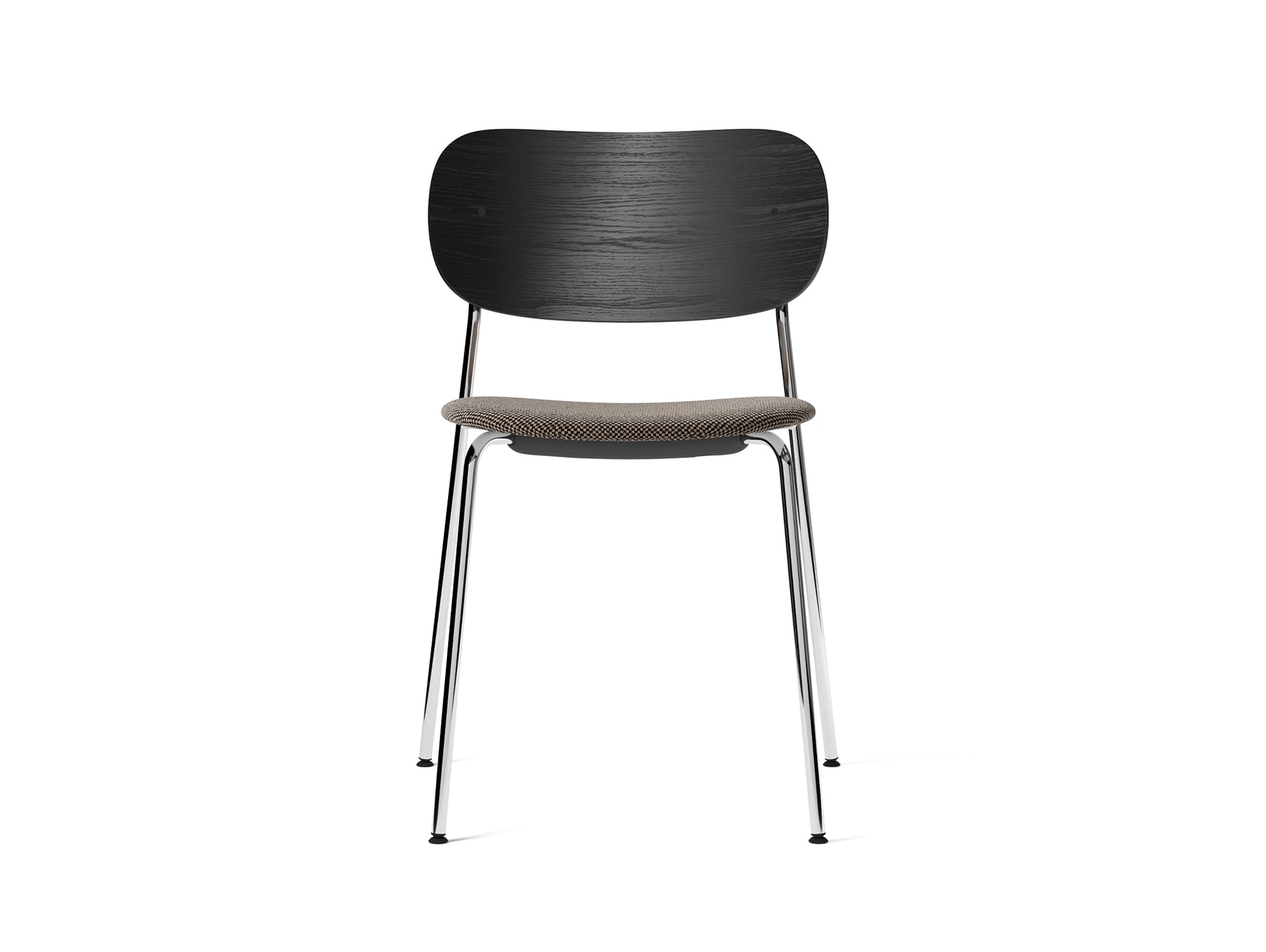 Co Dining Chair Upholstered by Menu - Without Armrest / Chromed Steel / Black Oak /Doppiopanama_001