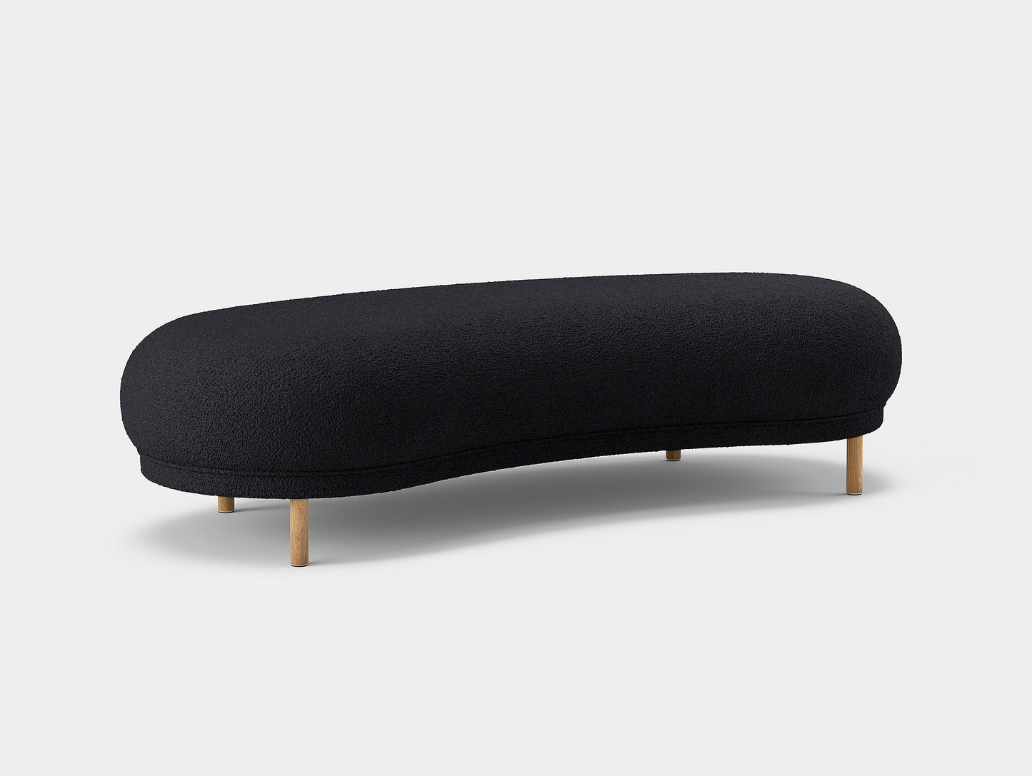 Dandy Ottoman by Massproductions - Storr Coal 0157 / Natural Oak Base