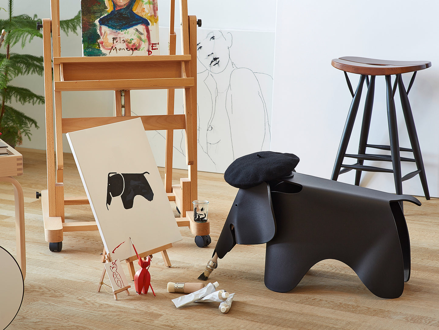 Deep Black Eames Elephant by Vitra