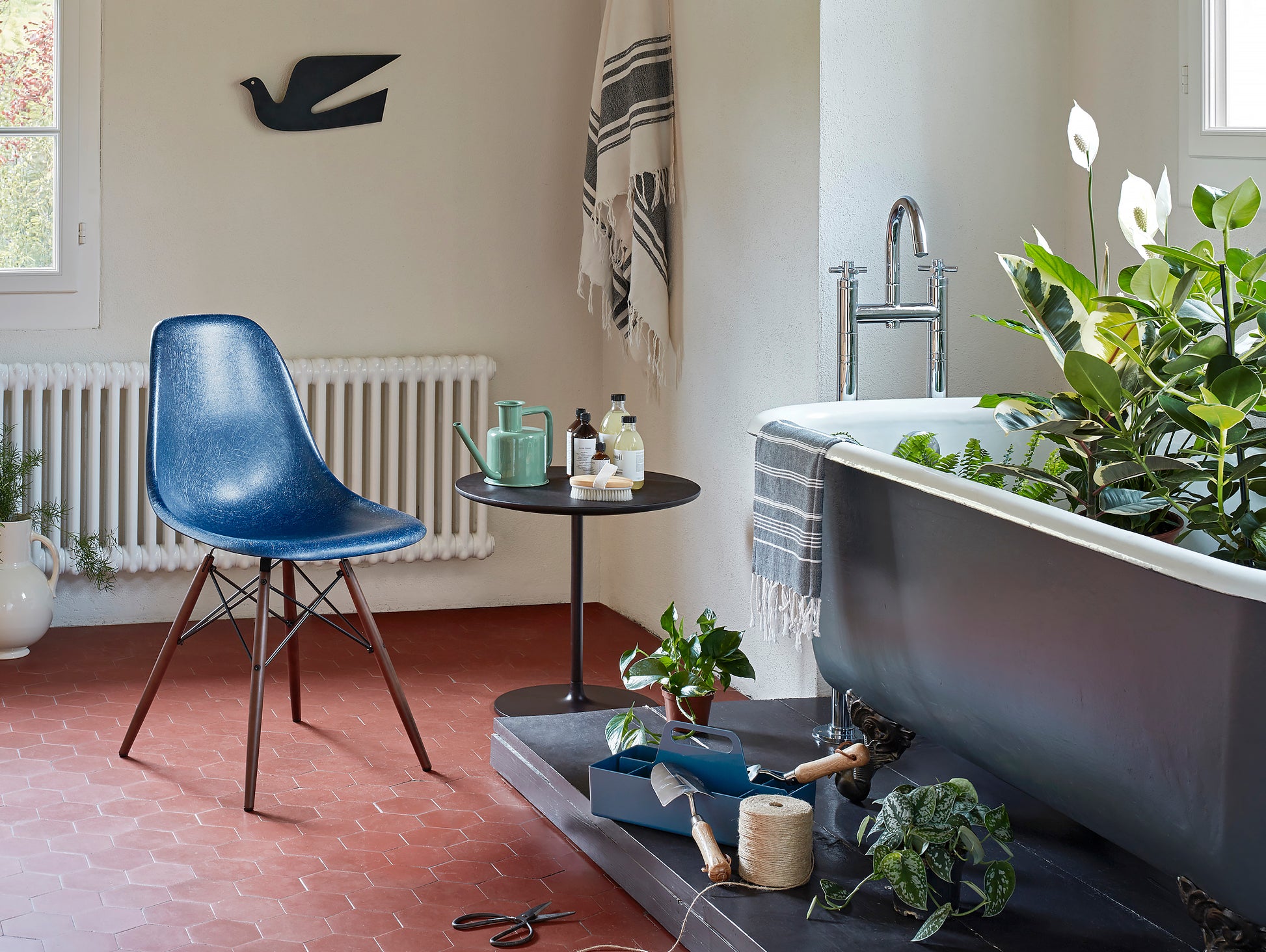 Eames Fiberglass Side Chairs by Vitra - Navy Blue / Dark Maple