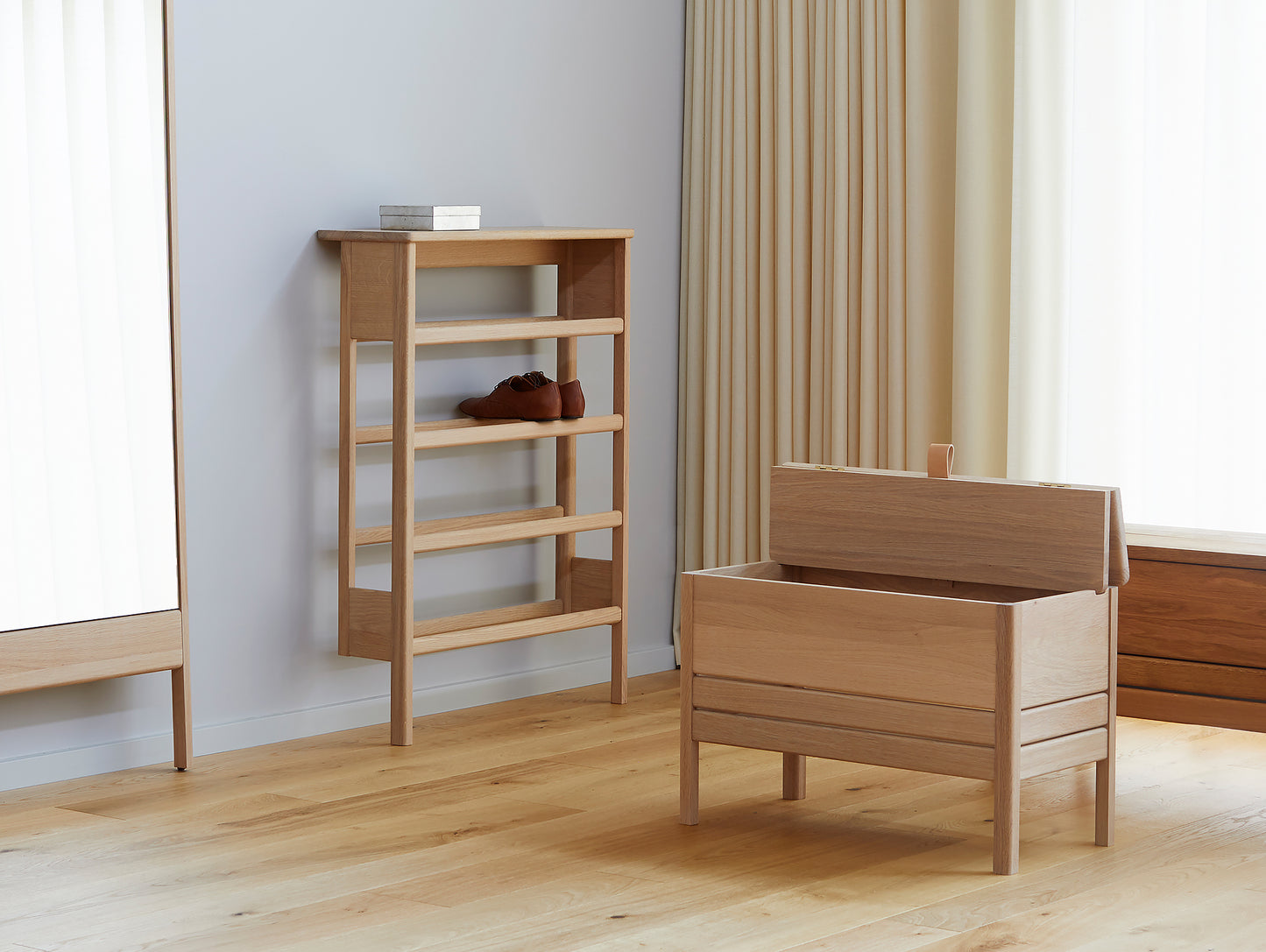 A Line Storage Bench - White Oiled Oak - Form & Refine