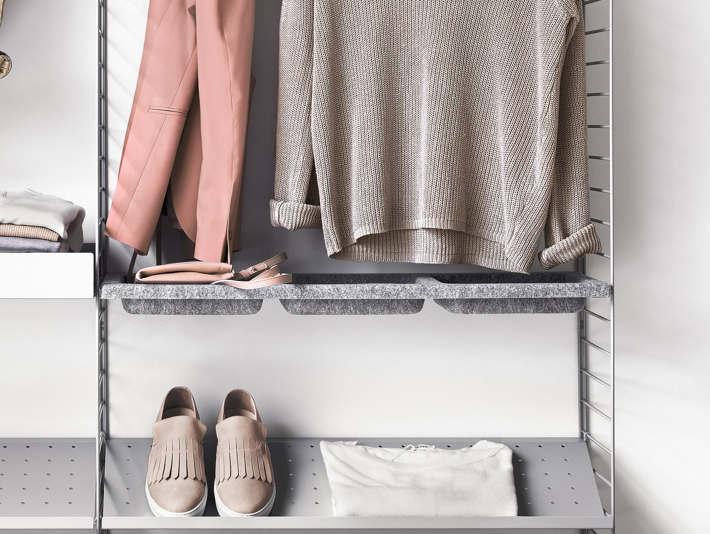 String System Felt Bowl Shelf - Light Grey