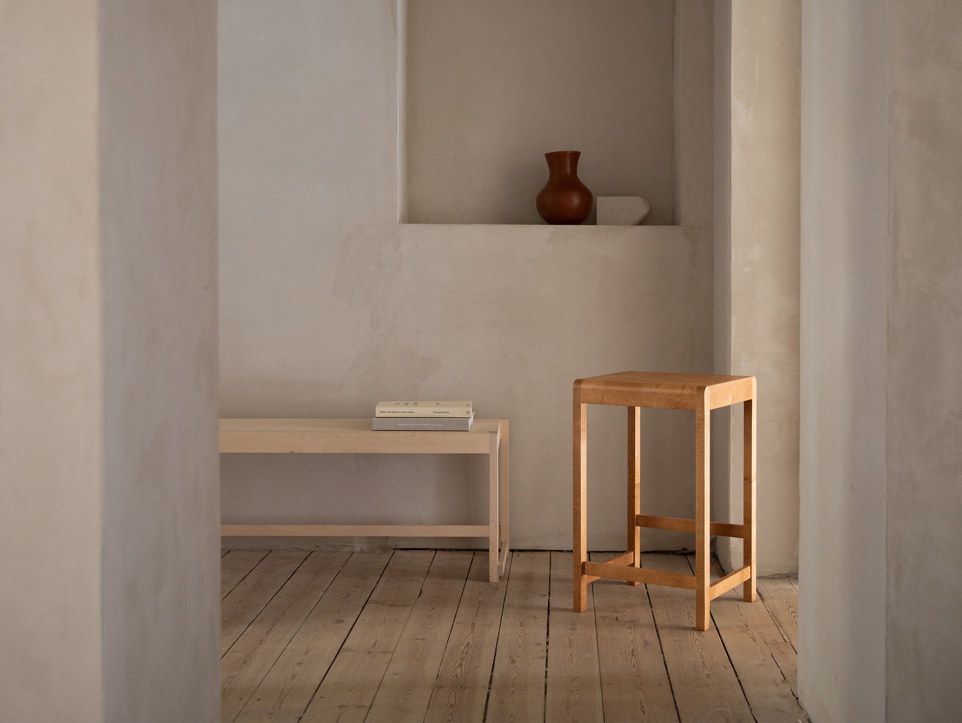 Bar Stool 01 - Warm Brown Oiled Birch Wood
