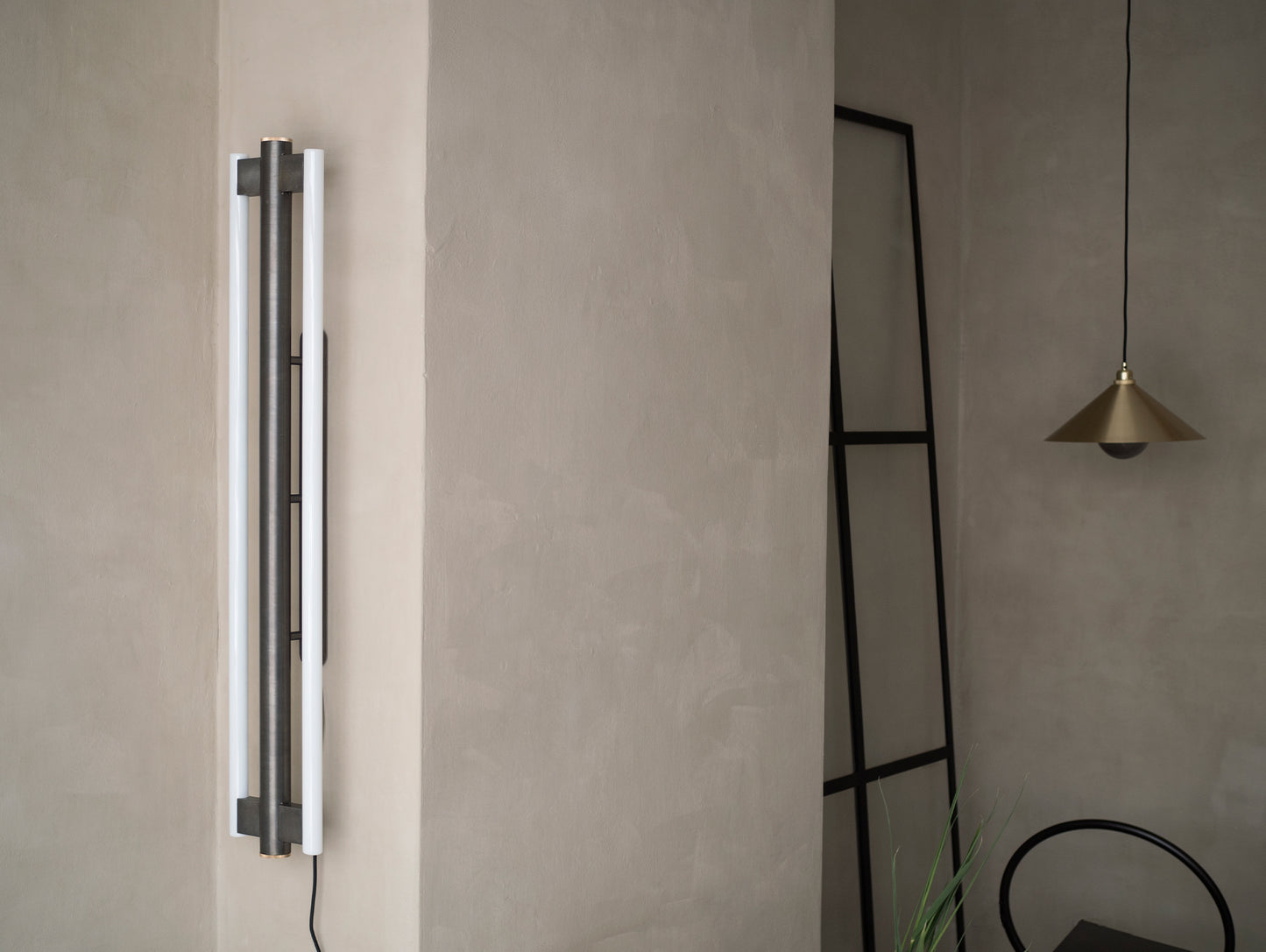 Eiffel Wall Lamp Double by Frama - Waxed Raw Steel / Height 1000 mm