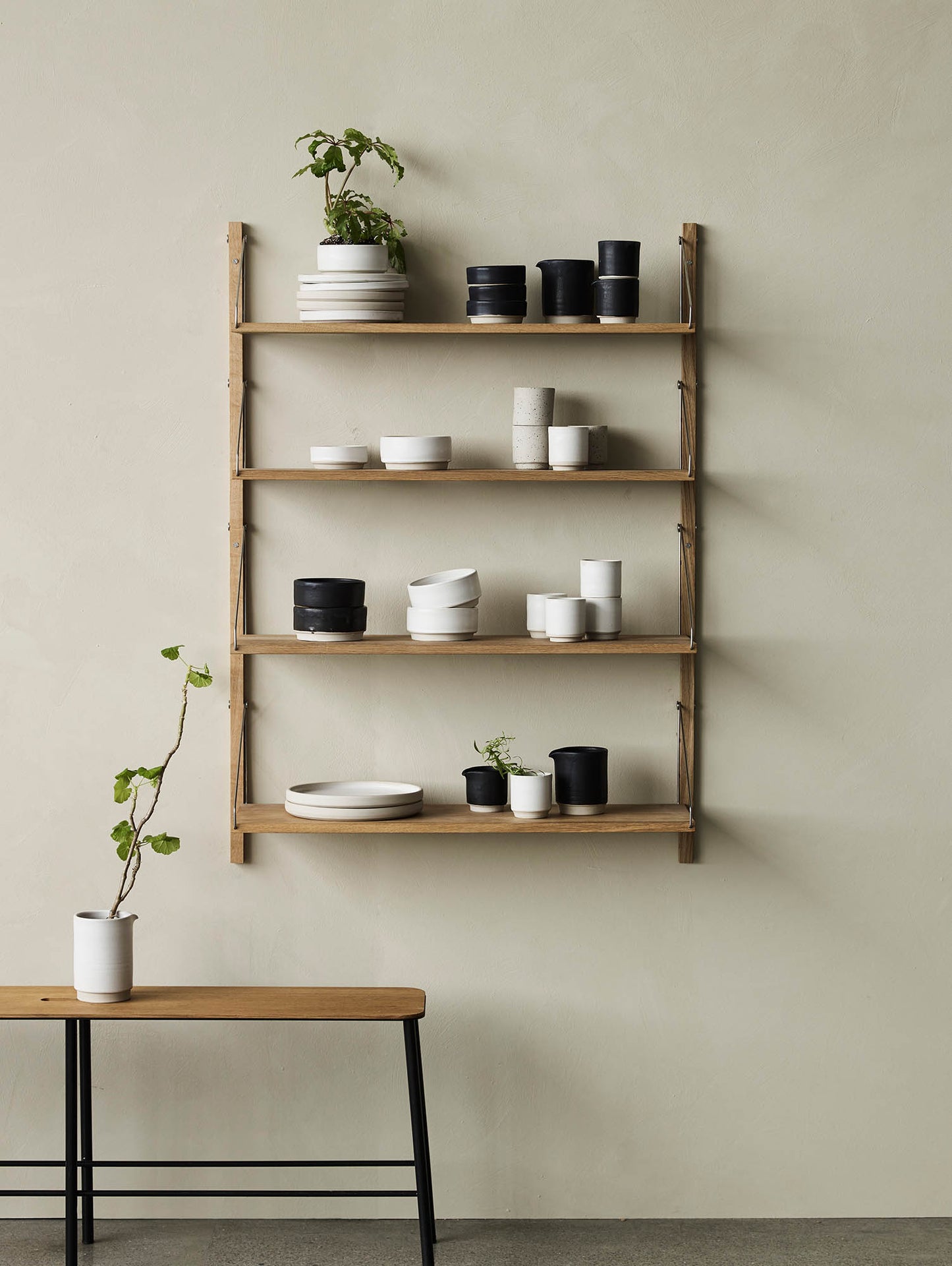 Frama Adam Bench - Oak Top / Black Steel Powder Coated Steel Frame