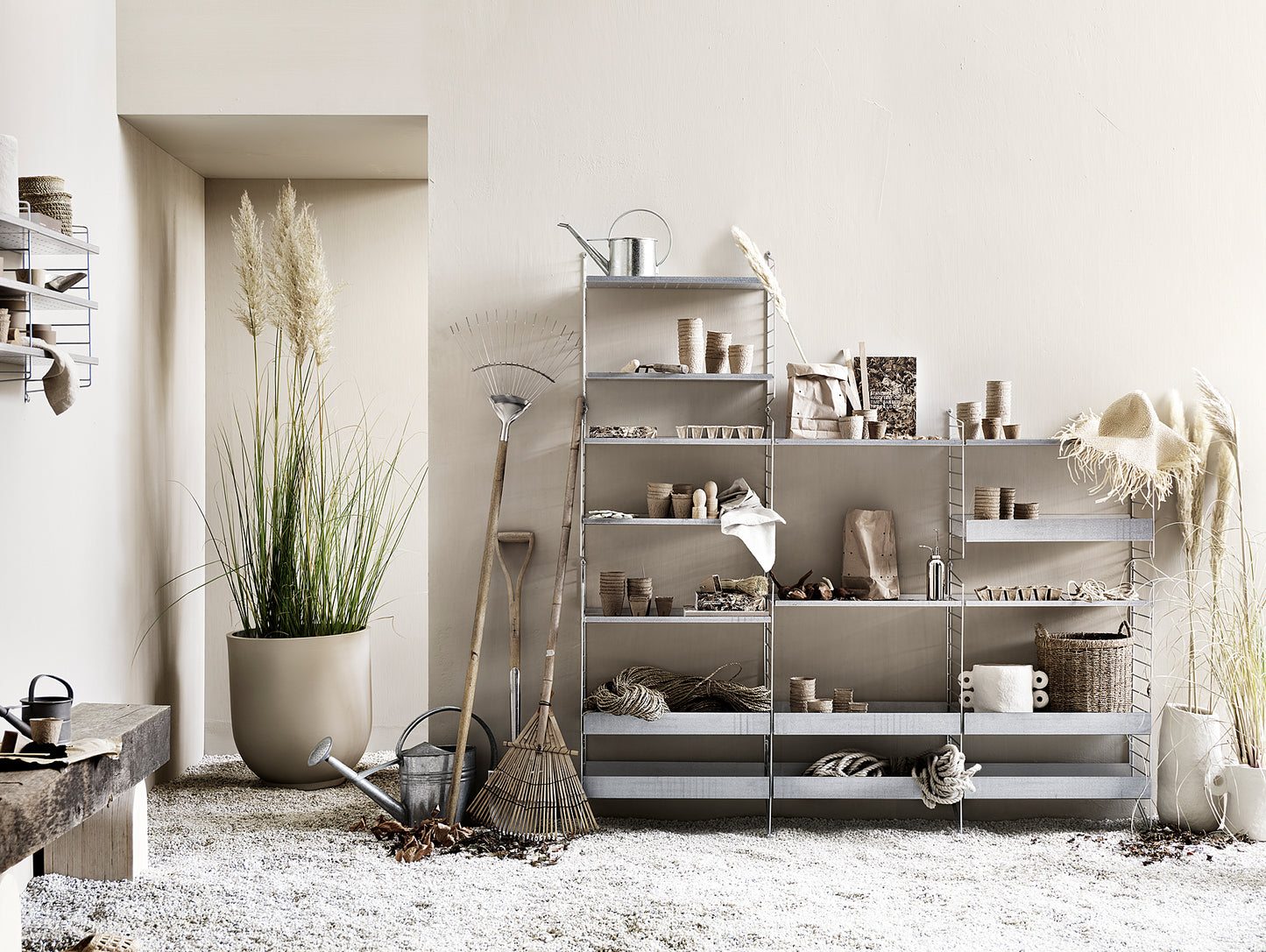 String Galvanised Shelves for outdoor use
