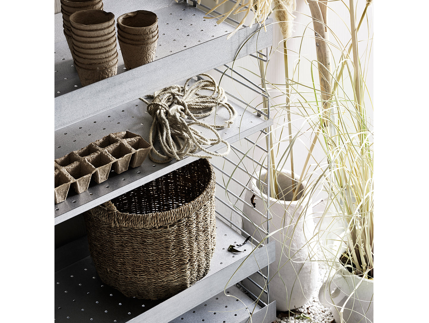 String Galvanised Shelves for outdoor use