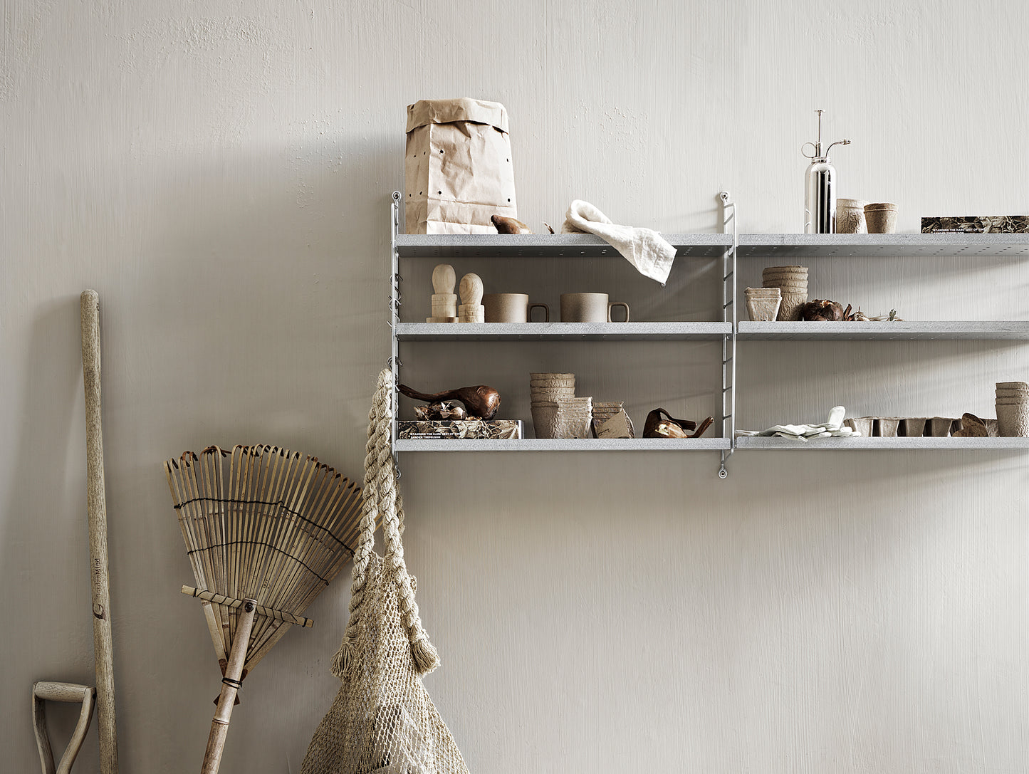 String Galvanised Shelves for outdoor use