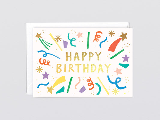 'Happy Birthday Burst' Foiled Greetings Card by Wrap