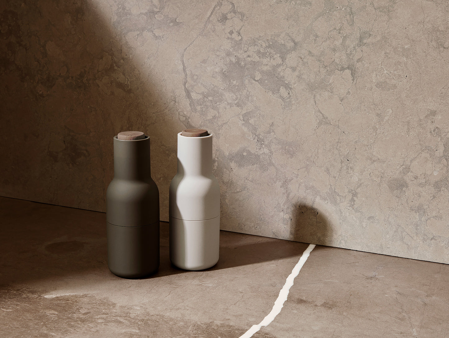 Bottle Grinders (Walnut top) - Hunting Green/Beige by Menu