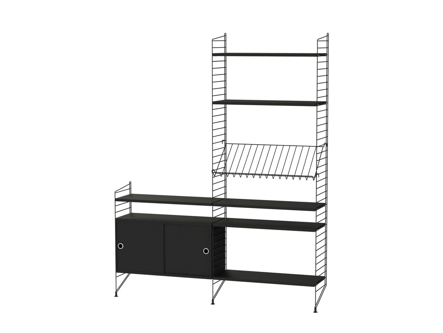 Living Room Combination K by String - black ash / black panels