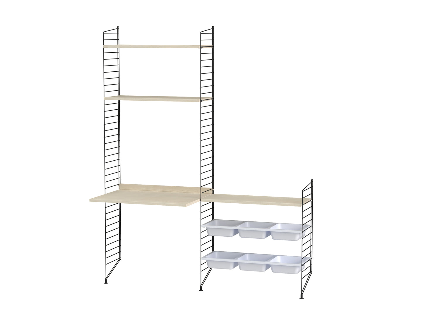 Kids Room Combination E by String - ash/ black panels