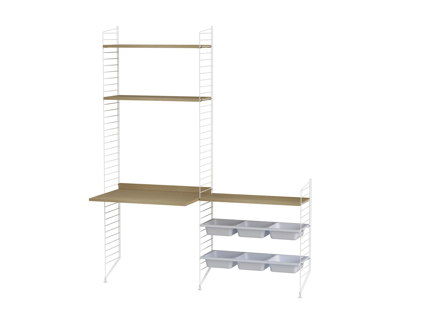 Kids Room Combination E by String - oak / white panels