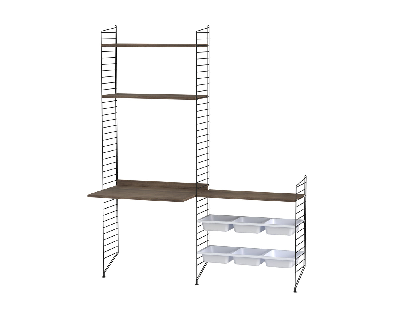Kids Room Combination E by String - walnut / black panels