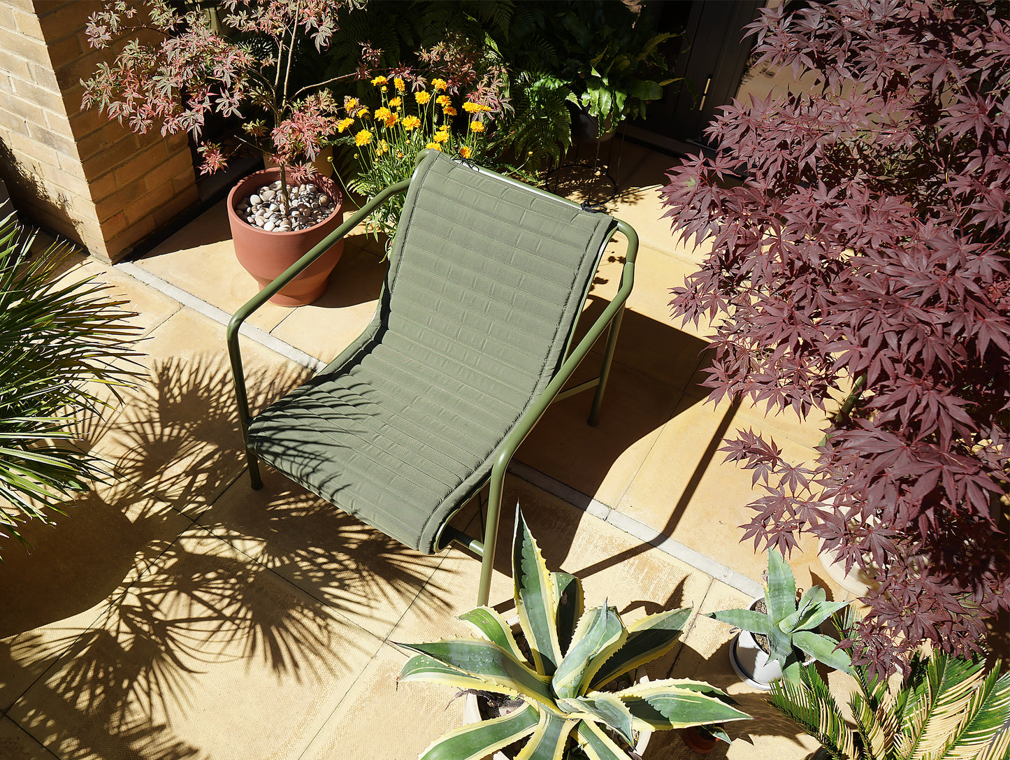 Palissade Quilted Cushions by HAY - Olive, Low Lounge Chair
