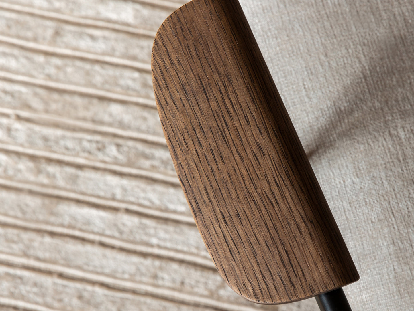 Co Dining Chair Upholstered by Menu - With Armrest / Black Powder Coated Steel / Dark Oak