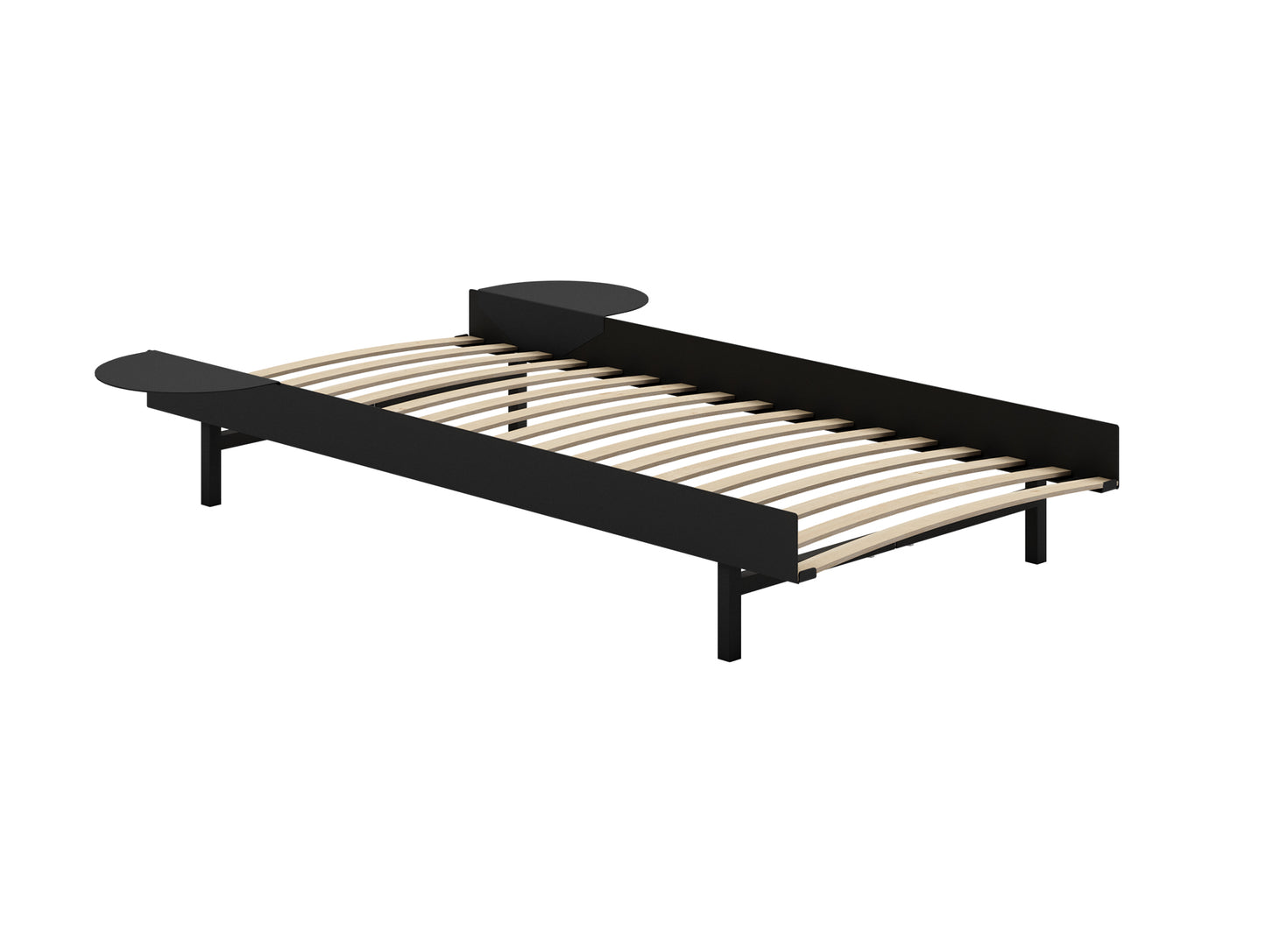 Bed 90 cm by Moebe - Black / 2 side tables