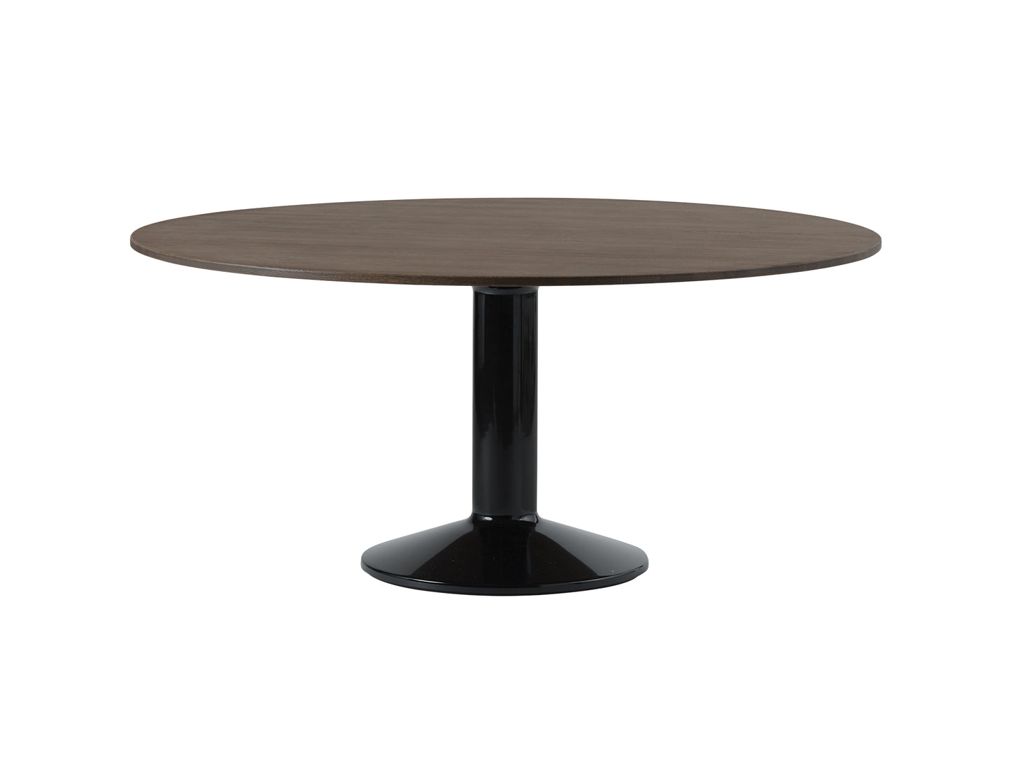 Midst Table by Muuto - Diameter: 160 cm / Dark Oiled Oak Tabletop with Black Steel Base
