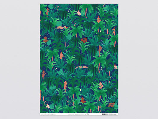 Night Jungle Wrapping Paper x 3 Sheets by Wrap